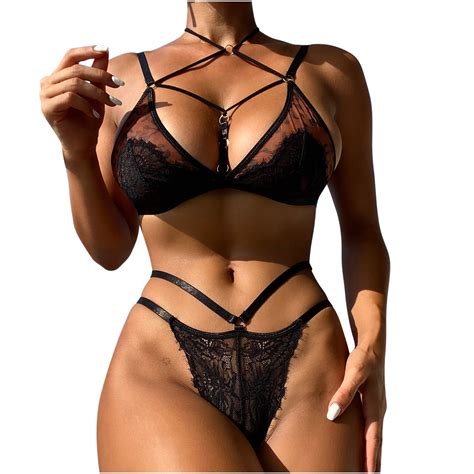 Xflwam Sexy Choker Floral Lace Underwire Push Up Garter Belt Lingerie