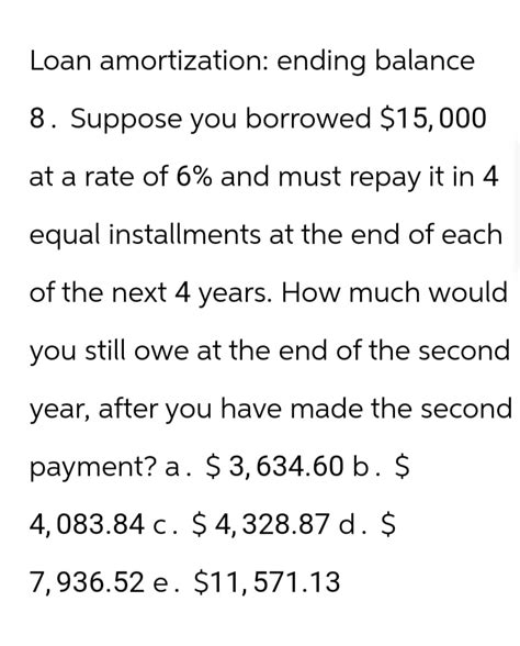 Answered Loan Amortization Ending Balance 8 Bartleby