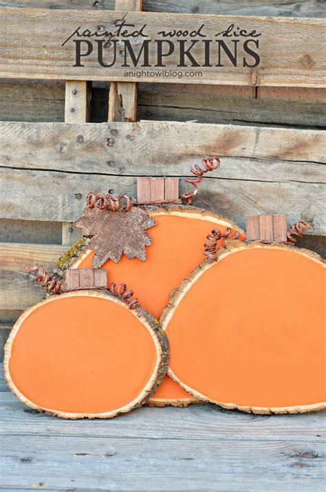 Painted Wood Slice Pumpkins - A Night Owl Blog