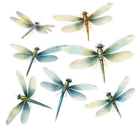 Premium AI Image Arafed Image Of A Group Of Dragonflies On A White