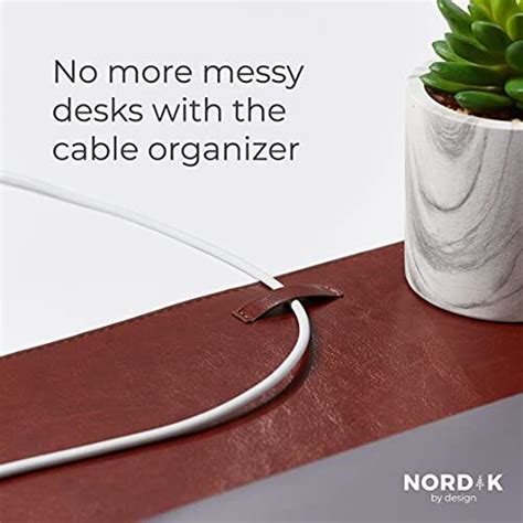 Nordik Leather Desk Mat Cable Organizer Saddle Brown X Inch