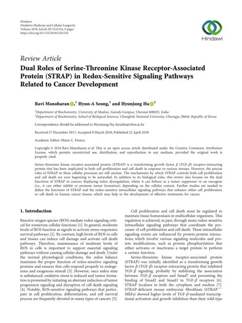 PDF Dual Roles Of Serine Threonine Kinase Receptor Associated Protein