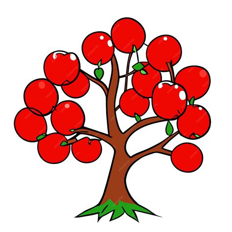 Premium Vector 2d Digital Art Isolated Apple Tree Vector