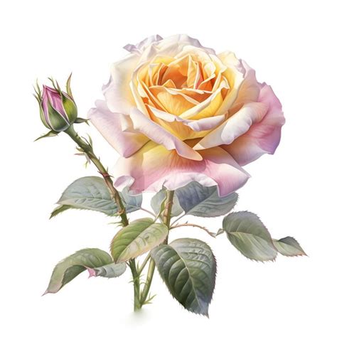 Premium AI Image Watercolor Illustration Of Rose Flower Isolated On