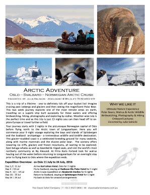 Fillable Online Arctic Adventure The Classic Safari Company Fax Email