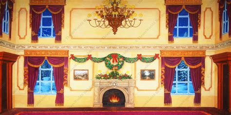 Victorian Christmas Parlor Scenic Stage Backdrop Rental Theatreworld