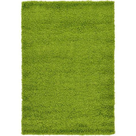 Unique Loom Solid Shag Grass Green 4 Ft X 6 Ft Area Rug 3127907 The