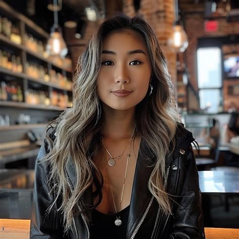 Premium Photo A Woman With Blonde Hair Sitting In A Bar