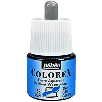 Pébéo Encre aquarelle colorex Boîte de 5 Flacons de 45 ml Couleurs