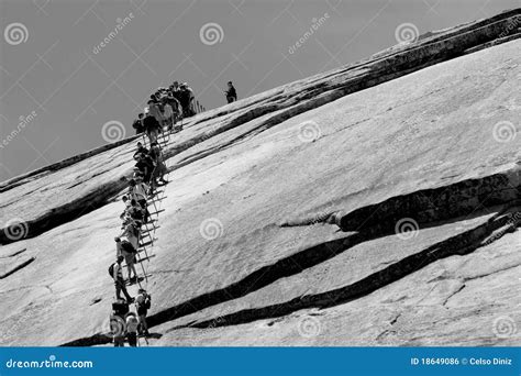 People Walking Up Half Dome Stock Photo Image Of Angle Dome 18649086