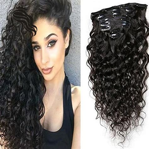 Deep Wave Curly Clip In Hair Extensions Human Hair Natural Remy Hair ...