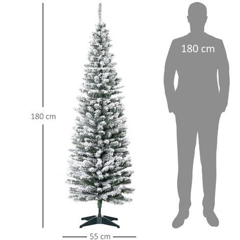 HOMCOM Albero Di Natale Artificiale Innevato 180cm Base In Metallo 390 Rami