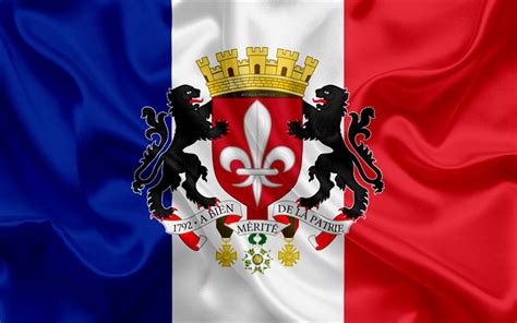 Download wallpapers Coat of Arms of Lille, 4?, Flag of France, silk ...