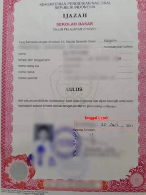 Posisi Dan Letak Tanggal Ijazah Atau Tanggal Kelulusan Untuk Sd Smp