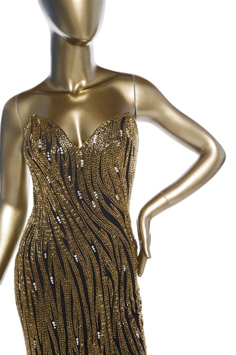 BOB MACKIE BEADED STRAPLESS DRESS - Janet Mandell