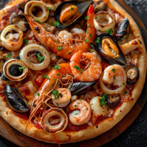 Seafood Pizza Pizza Ai Frutti Di Mare With Squid Rings Mussels And