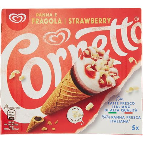 Cornetto Panna E Fragola ALGIDA 5 X 75 G Coop Shop