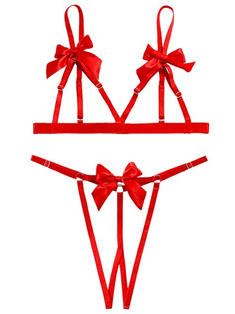 Kaei Shi Sexy Bra And Panty Sets Valentine S Day Exotic Strappy Lingerie For Women Bow G