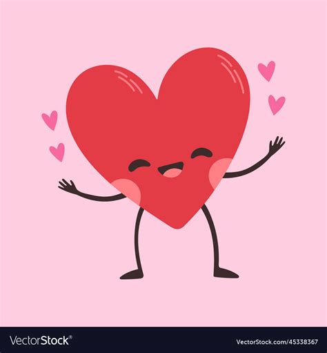 Cartoon Heart Character Cute Love Symbol Vector Image