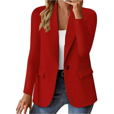 Augper Women S Casual Blazers Open Front Lapel Button Long Sleeve Office Work Suit Jacket