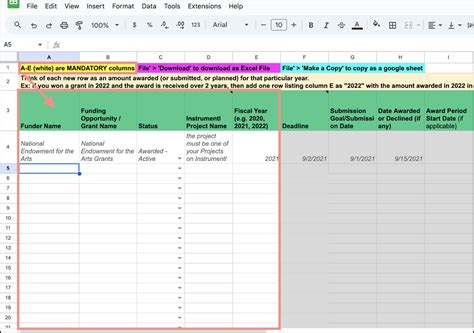 Easy To Use Grant Tracker Spreadsheet Template Instrumentl