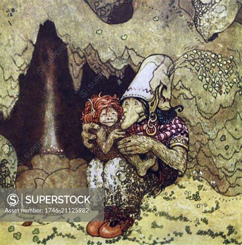 Coloured Illustration Of Humpe And His Mother From The Swedish Folklore