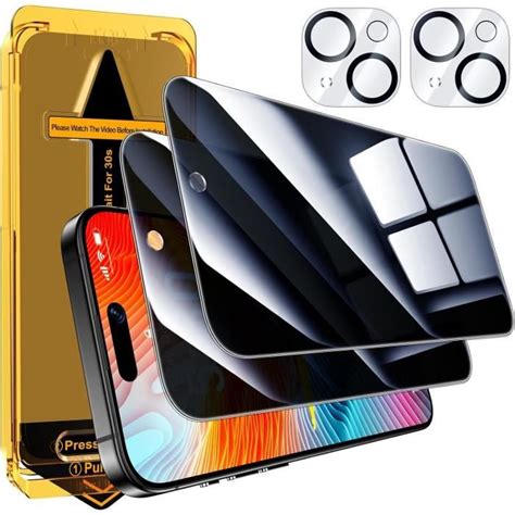 Verre Trempé Anti Espion Pour Iphone 15 2 2 Pièces Film Protection