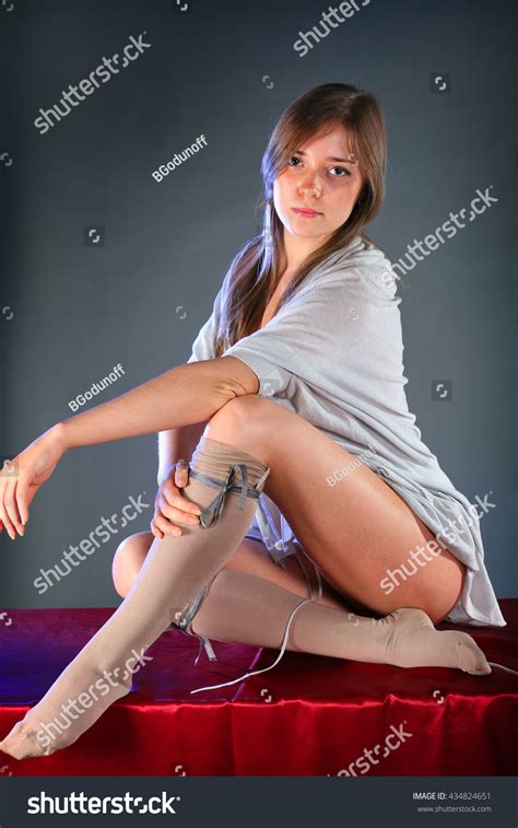 Beautiful Sexy Blonde Girl Knee Socks Stock Photo 434824651 Shutterstock