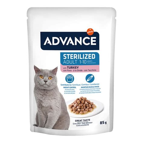 Comida húmeda para gatos adultos esterilizados Advance pavo 85 g