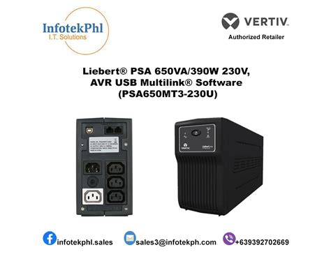 UPS Vertiv Liebert PSA 650VA 390W 230V AVR USB Multilink Software