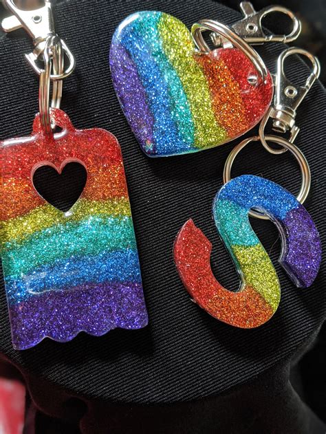 Sparkle Lgbtq Rainbow Key Chains Etsy