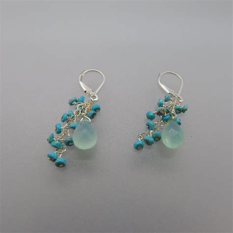 Aqua Chalcedon Tropfen Und Amazonit Ohrringe Etsy De