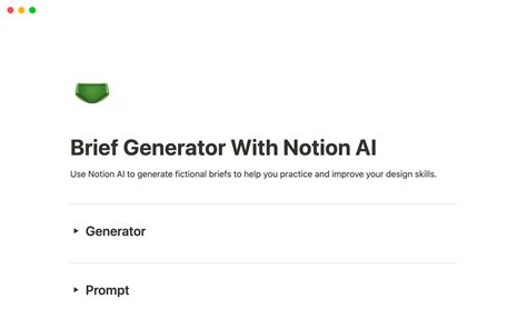 Brief Generator With Notion Ai Notion Template