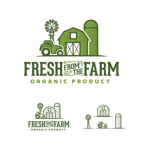 Agriculture Farm Fresh Logo Icon Vector Set Stock Illustration