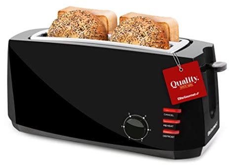 Elite Gourmet Ect4829b Long Slot 4 Slice Toaster 6 Toast Settings Toaster Defrost Reheat