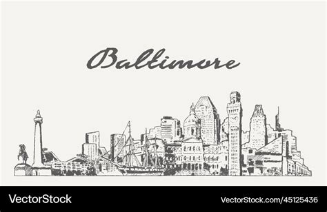 Baltimore skyline maryland usa Royalty Free Vector Image