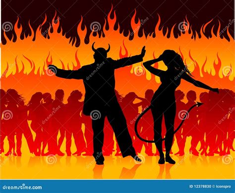 Devil Man And Woman Dancing In Hell Stock Illustration Illustration