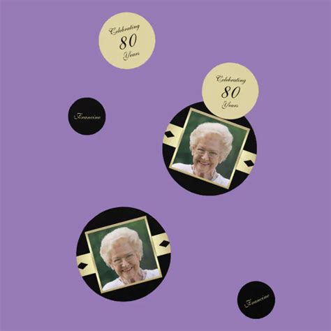 80th Birthday Party Confetti With Photo In Black Zazzle