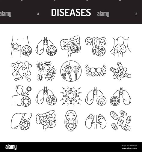 Diseases Color Line Icons Set Pictograms For Web Page Mobile App