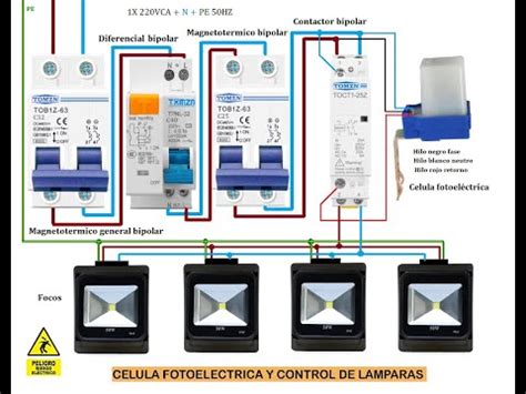 Esquemas electricos control focos con fotoeléctrica