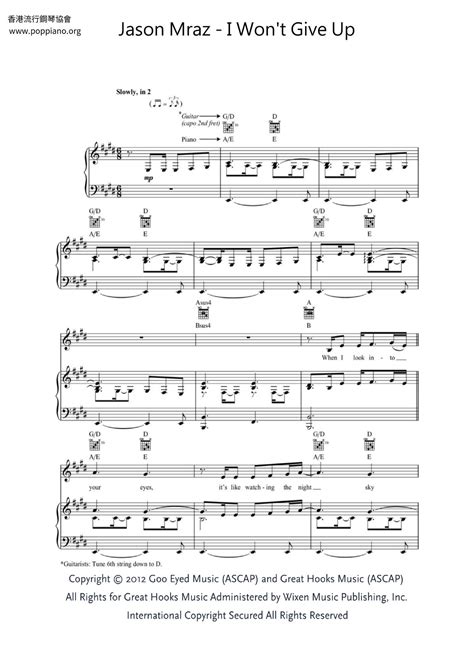 Bruno Mars I Wont Give Up Sheet Music Pdf Free Score Download ★