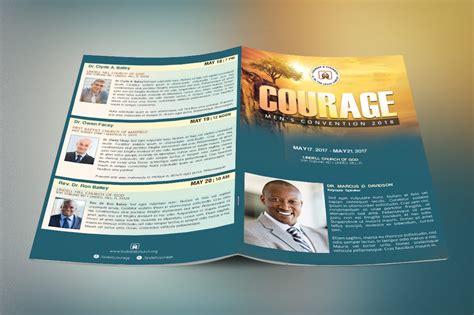 Church Conference Program Cover Template - Teal and Gold | Inspiks