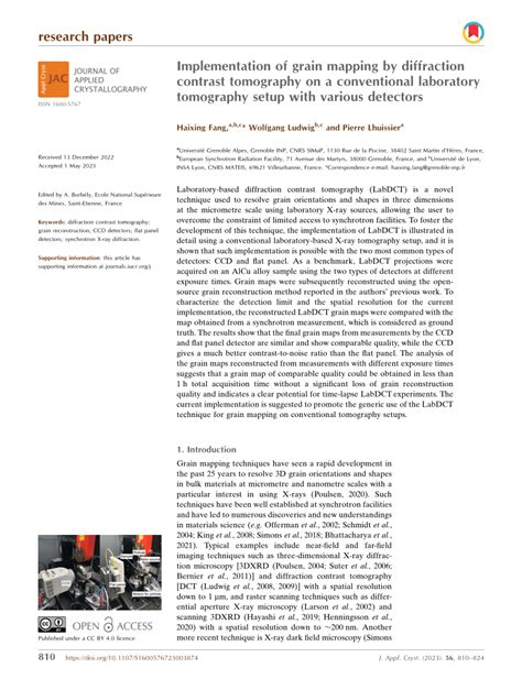 Pdf Implementation Of Grain Mapping By Diffraction Contrast