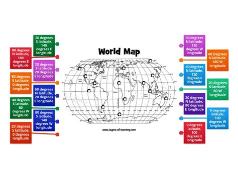 latitude  longitude world grid map labelled diagram