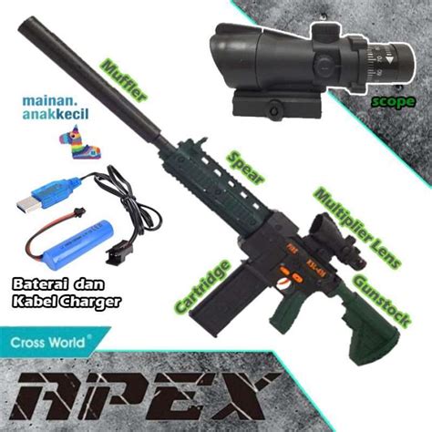 Jual Mainan Anak Pistol Tembakan Sniper Apex Softbullet Peluru Gun