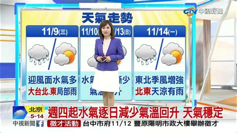 【季容氣象報報】迎風面水氣仍多 北東溫升局部短暫雨│中視晨間氣象 20221108 Youtube