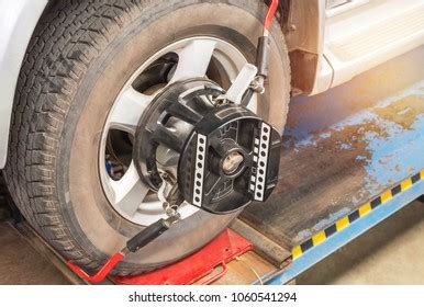 Car Wheel Alignment Service Station Center Stock Photo