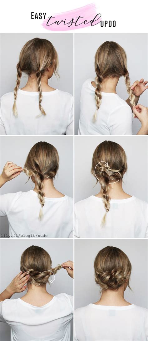 Niskanuttura Kampaustutorial Helppo Kieputettu Niskanuttura NUDE Thin Hair Updo Easy