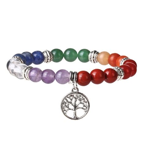 Pulsera Energ Tica De Los Chakras Con Rbol De La Vida A Cova Da Meiga