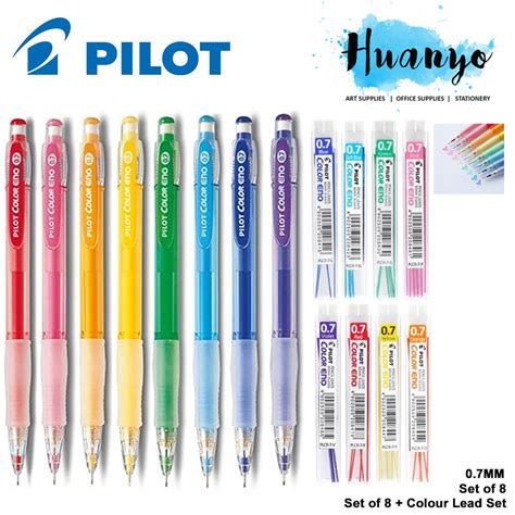 Pilot Color Eno Erasable Mechanical Pencils 0 7MM Set Of 8 Free 2 Pcs